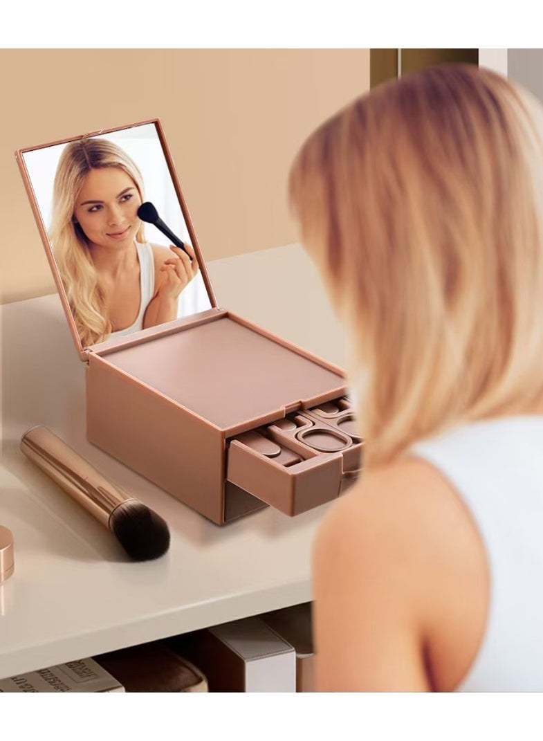 مجموعة أدوات العناية بالأظافر مجموعة أدوات قص الأظافر الاحترافية - 13 قطعة مجموعة أدوات العناية بالأظافر من الفولاذ المقاوم للصدأ مع تخزين مزدوج الطبقات ومرآة للعناية بالوجه واليدين والقدمين (بني) - Image 3