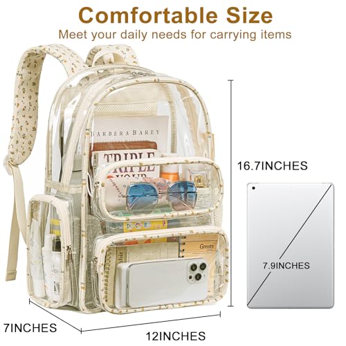 BTOOP Clear Backpack Heavy Duty Transparent Backpack 17 See Through Bookbag for College Work Festival Security with Padded Strap Large Capacity - Image 3