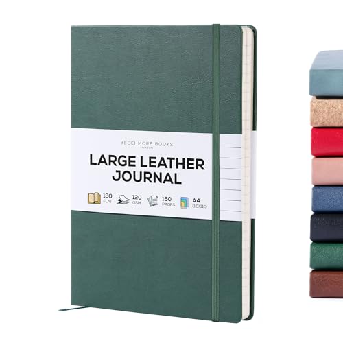 BEECHMORE BOOKS Lined Journal Notebook, 8.5 x 11.5 inch, A4 160 Lined Pages, Hardcover Leather Journals for Women, Men, Writing and Notebooks for Work - 120 GSM Thick Paper, Gifts Box Included - Image 1