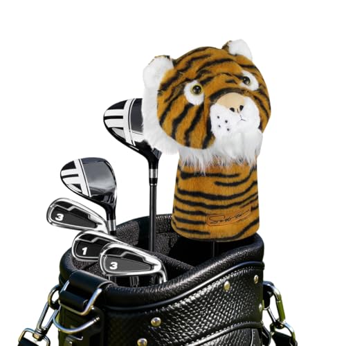 Scott Edward Tiger Golf Club Cover Fit Well for Driver Wood Golf Club, Funny Cute Animal Design Soft Functional Golf Headcover Stylish Protection for Your Clubs for Men and Women - Image 1