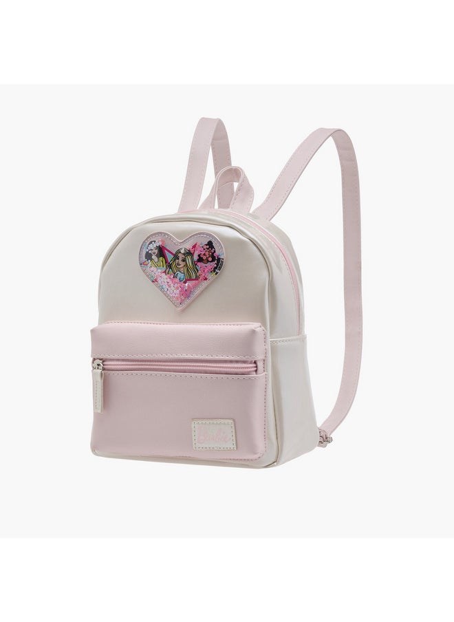 Barbie Girls Embellished Backpack with Adjustable Shoulder Straps and Zip Closure  - Image 2