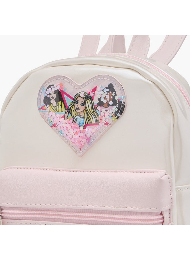Barbie Girls Embellished Backpack with Adjustable Shoulder Straps and Zip Closure  - Image 5