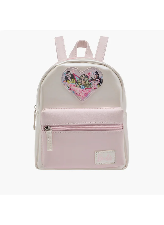 Barbie Girls Embellished Backpack with Adjustable Shoulder Straps and Zip Closure
