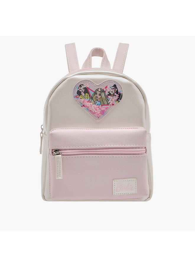 Barbie Girls Embellished Backpack with Adjustable Shoulder Straps and Zip Closure  - Image 1