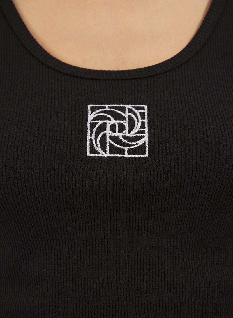 trendyol Black Knitted Undershirt with Stretch Ribbon - Pool Neck, Body-Fitting - Image 3