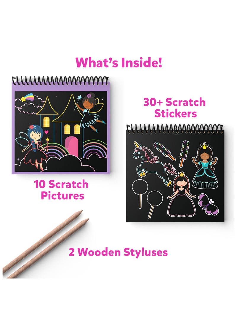 Skillmatics Magical Scratch Art Book for Kids - Unicorns & Princesses, Craft Kits & Supplies, 30+ Scratch Stickers, Travel Toys, DIY Kit, Gifts for Girls & Boys Ages 3, 4, 5, 6, 7, 8  - Image 2