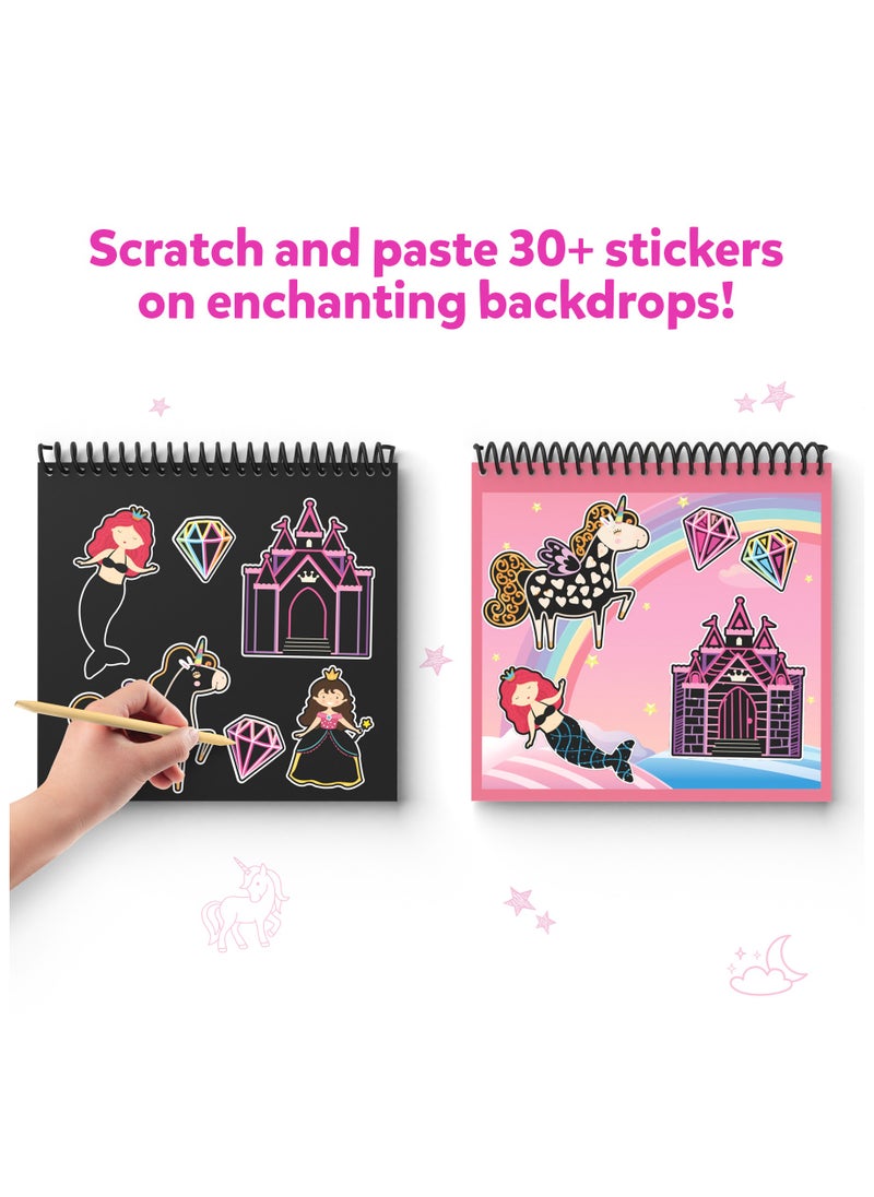 Skillmatics Magical Scratch Art Book for Kids - Unicorns & Princesses, Craft Kits & Supplies, 30+ Scratch Stickers, Travel Toys, DIY Kit, Gifts for Girls & Boys Ages 3, 4, 5, 6, 7, 8  - Image 5