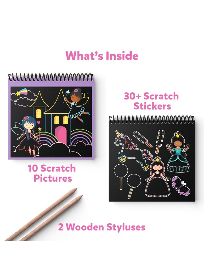 Skillmatics Magical Scratch Art Book for Kids - Unicorns & Princesses, Craft Kits & Supplies, 30+ Scratch Stickers, Travel Toys, DIY Kit, Gifts for Girls & Boys Ages 3, 4, 5, 6, 7, 8 - Image 2