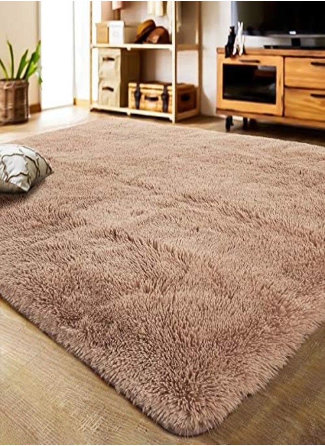 AKDC - Lochas Ultra Soft Indoor Modern Area Rugs Fluffy Living Room Carpets For Children Bedroom Home Decor Nursery Rug, 2X3 Feet Light Tan - Image 1