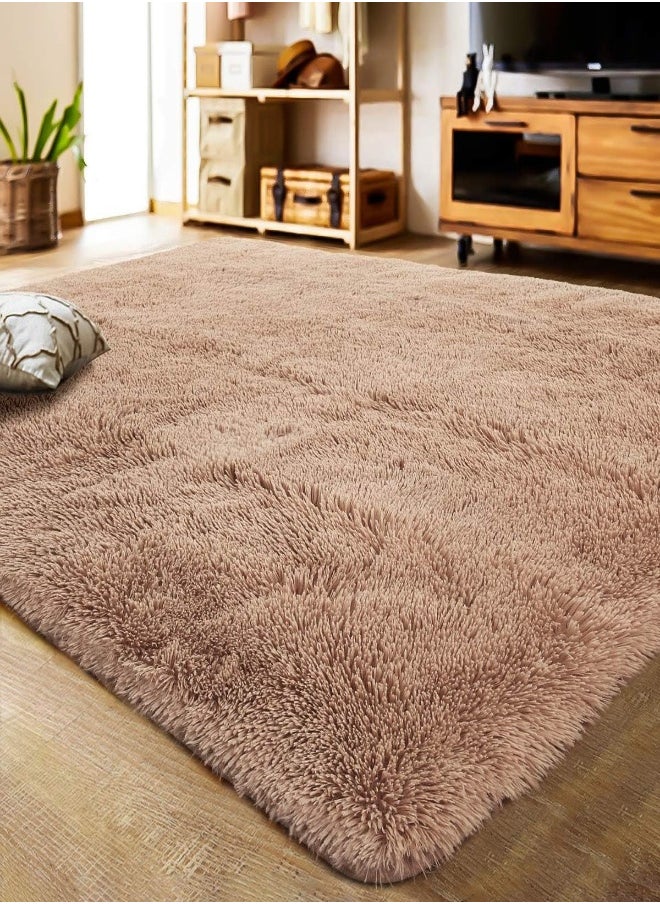 AKDC - Lochas Ultra Soft Indoor Modern Area Rugs Fluffy Living Room Carpets For Children Bedroom Home Decor Nursery Rug, 2X3 Feet Light Tan - Image 1
