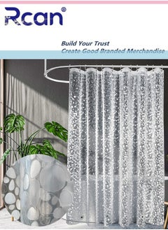 Rcan EVA Clear Shower Curtain Liner, Stall Waterproof Shower Curtain 3D Pebble Pattern with 3 Bottom Magnets, Lightweight Plastic Bathroom Shower Showroom Inner Curtain with Rustproof Grommets, with 12 Plastic Hooks  - Image 1