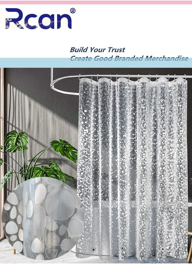 Rcan EVA Clear Shower Curtain Liner, Stall Waterproof Shower Curtain 3D Pebble Pattern with 3 Bottom Magnets, Lightweight Plastic Bathroom Shower Showroom Inner Curtain with Rustproof Grommets, with 12 Plastic Hooks  - Image 1