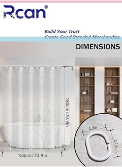 Rcan EVA Clear Shower Curtain Liner, Stall Waterproof Shower Curtain 3D Pebble Pattern with 3 Bottom Magnets, Lightweight Plastic Bathroom Shower Showroom Inner Curtain with Rustproof Grommets, with 12 Plastic Hooks  - Image 5