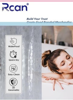 Rcan EVA Clear Shower Curtain Liner, Stall Waterproof Shower Curtain 3D Pebble Pattern with 3 Bottom Magnets, Lightweight Plastic Bathroom Shower Showroom Inner Curtain with Rustproof Grommets, with 12 Plastic Hooks  - Image 4