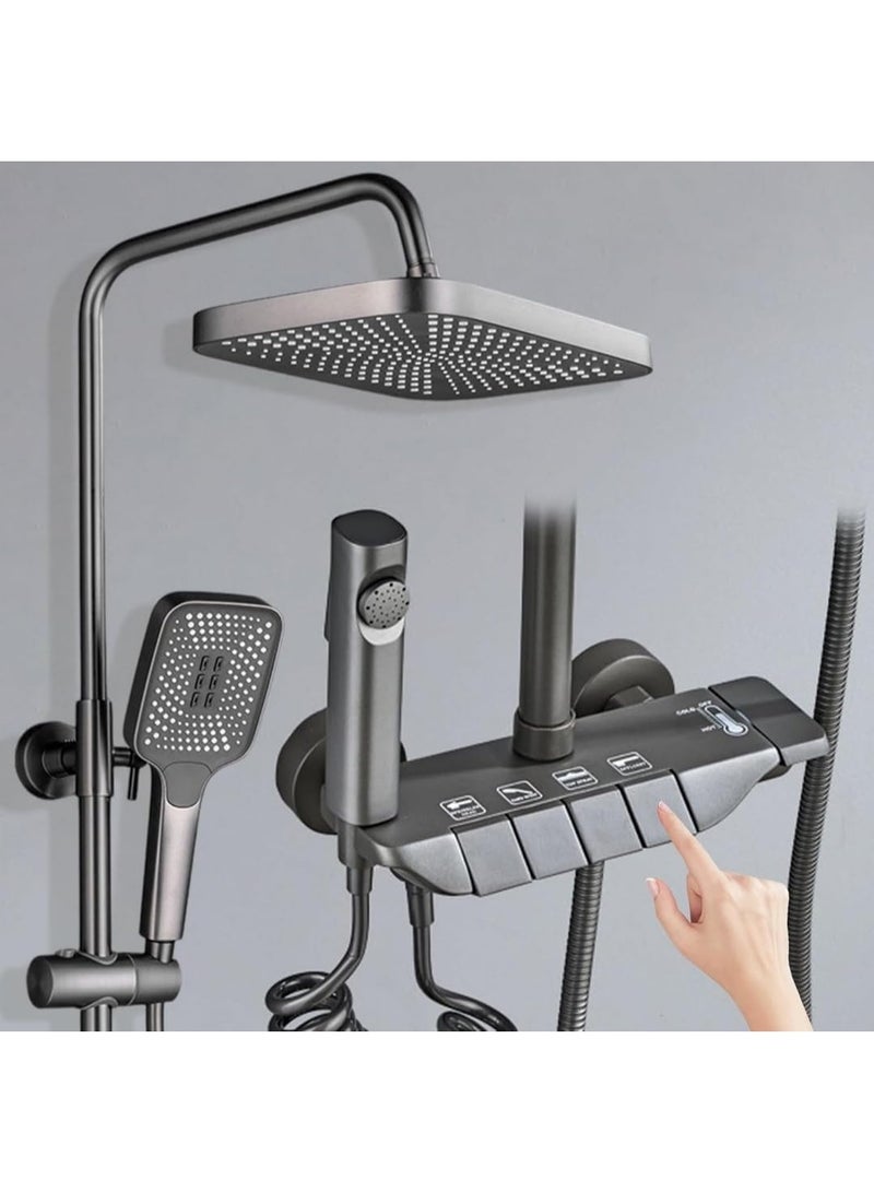 YD Premium Multifunction Shower System Set with Rainfall Shower Head, Handheld Shower, Bidet Sprayer, Thermostatic Mixer Control, Wall Mounted Bathroom Shower Kit for Modern Bathrooms - Image 1