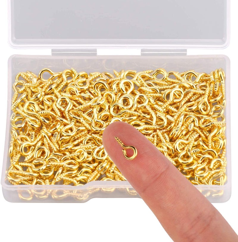 DIY Crafts Screw Eye Pins Hooks Eyelets Screw Threaded for Jewelry Making Findings DIY Crafts, Gold Color (Gold, 80) - Image 1