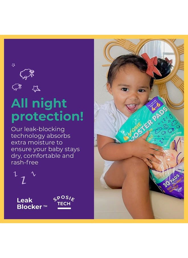 Sposie Booster Pads, Stop Overnight Diaper Leaks, Adhesive-Free for Easy repositioning, Helps Reduce Nighttime Diaper Changes and Diaper Rash, Use with Sizes 4-6, 90 ct.