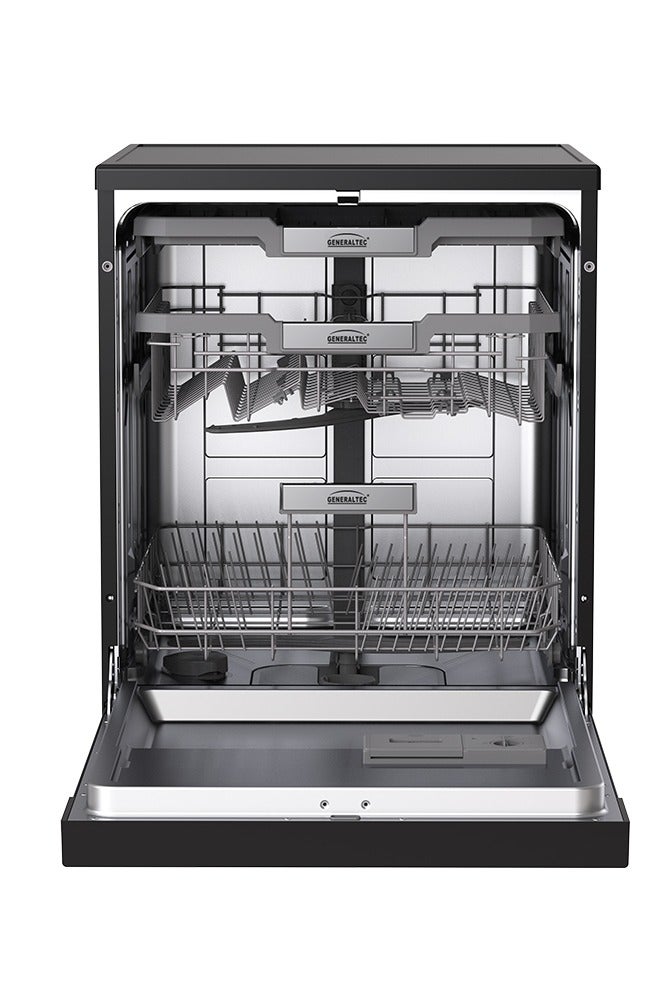 GENERALTEC غسالة صحون جنرالتيك 15 إعدادات قائمة - 8 برامج غسيل، شاشة رقمية وتحكم باللمس - خيار مدمج، أوتوماتيكية بالكامل، ضوضاء منخفضة، تحكم استشعاري - GDW20DLXBK أسود - Image 2