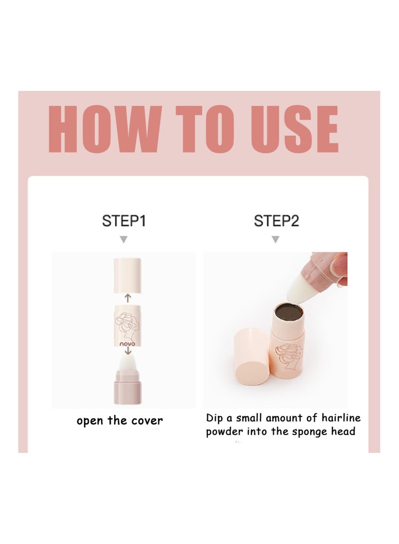 SYOSI Hair Shadow Powder Stick, Natural Hairline Powder, Long Lasting Root Touch Up Powder, Accurate Filling Hair Line Filler, Hair Root Colour Touch Up for Women & Men Cover White Hair Waterproof(1 Pack) - Image 4