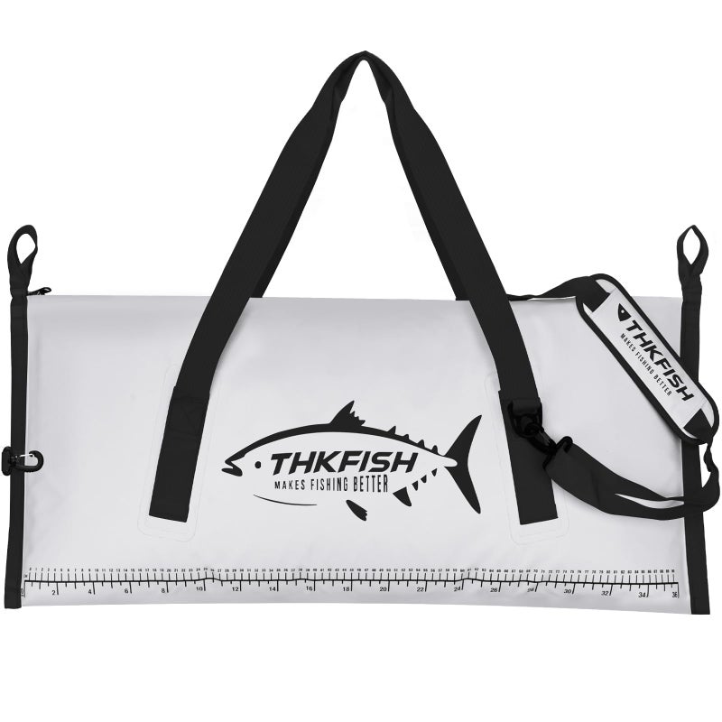 THKFISH Insulated Fish Cooler Bag, 40x16in Fish Kill Bag for Caught Fish, Portable Waterproof Insulated Fishing Bags Keeps Ice Cold Over 24 Hours (White-Black, 40 * 16IN) - Image 1