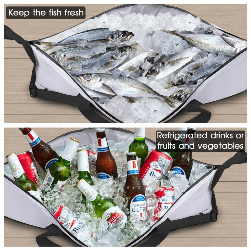 THKFISH Insulated Fish Cooler Bag, 40x16in Fish Kill Bag for Caught Fish, Portable Waterproof Insulated Fishing Bags Keeps Ice Cold Over 24 Hours (White-Black, 40 * 16IN) - Image 5