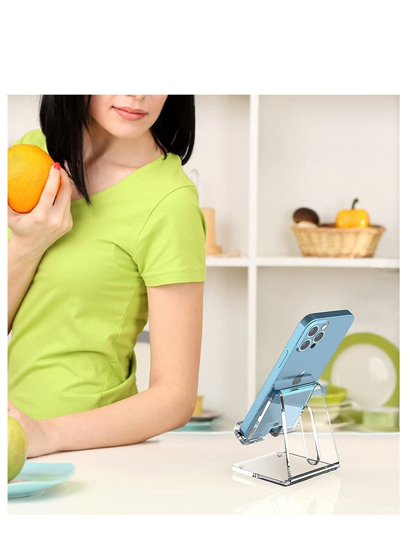 Portable Acrylic Phone Stand, Clear Desk Holder for Phones and Tablets, Compatible with iPhone 15 14 13 Pro Max Mini Plus, Switch and More, Stylish Desk Accessory - Image 5