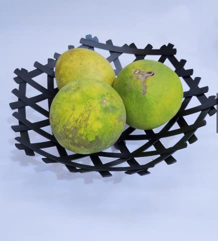 FEELING MALL Decorative Thick Heavy Metal Wire Fruit Basket Matte Black Nordic Style Countertop Vegetable Bowl Basket Holder Stand for Kitchen Home Dining Table Round Platter Tabletop - Image 5