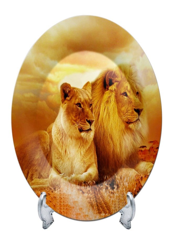 JIKRAA® Rare Handcrafted Lion Ceramic Designer Plate/Platter With Stand, Decorative Plates for Living Room I 8 Inch - Image 1