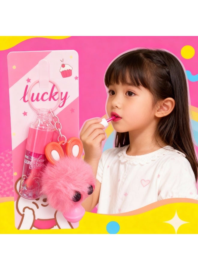 Lucky Glossy pink lip gloss with beautiful keychain - Image 5