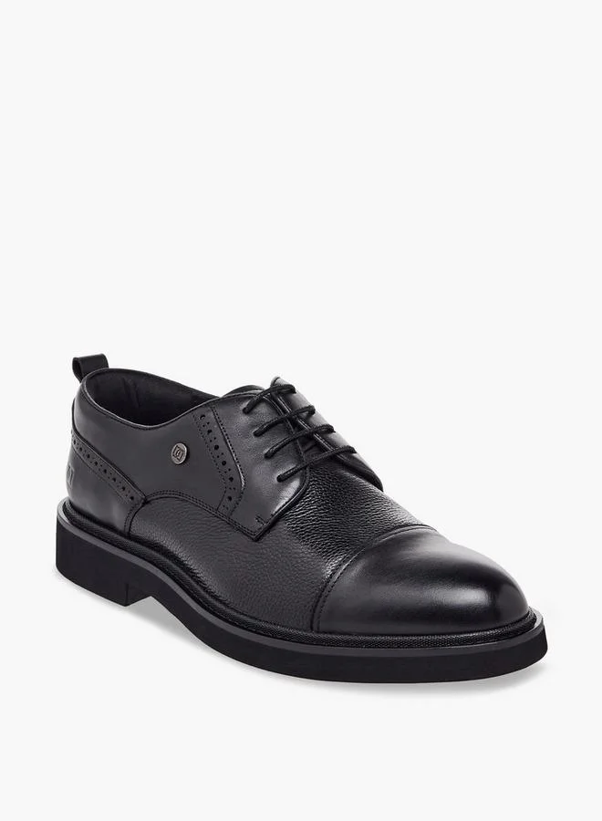 Duchini Men Leather Lace-Up Derby Shoes