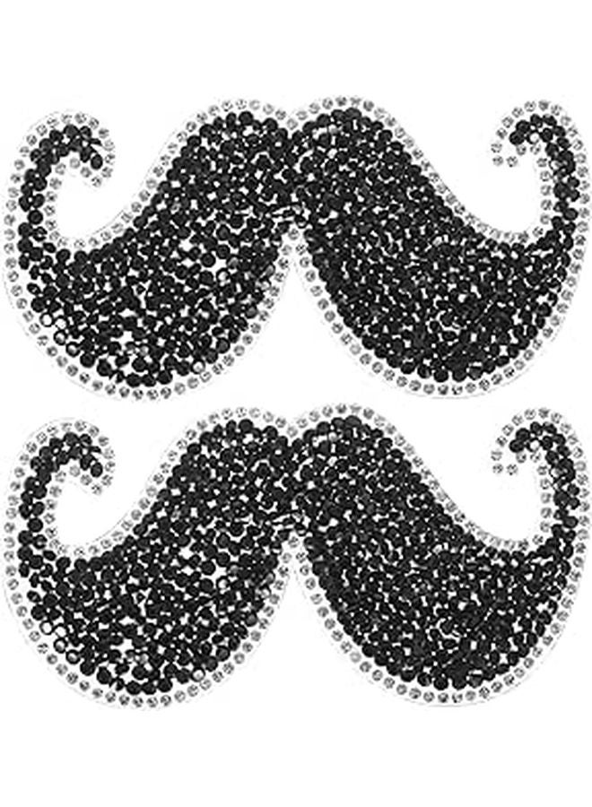 2pcs Mustache Iron On Patches For Clothing Repair DIY Jackets Hats Bags - Image 1