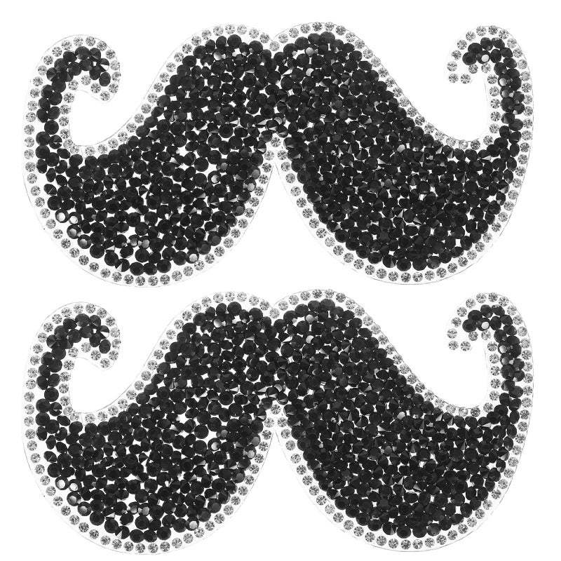 2pcs Mustache Iron On Patches For Clothing Repair DIY Jackets Hats Bags - Image 2