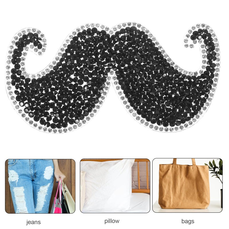 2pcs Mustache Iron On Patches For Clothing Repair DIY Jackets Hats Bags - Image 4