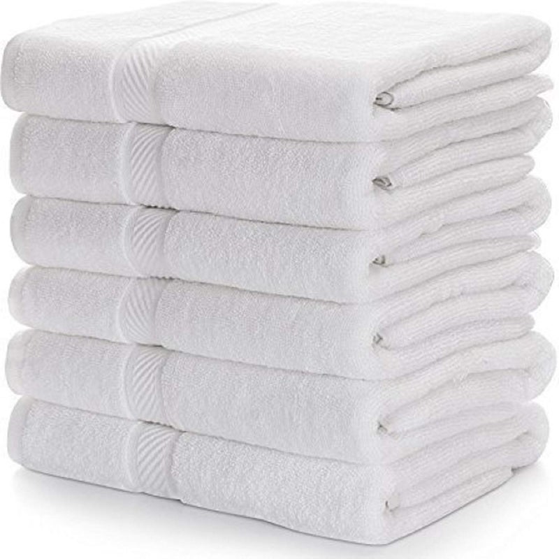 FRESH FROM LOOM High Water Absorber Men Women Towels for Bath 500 GSM 100 Pure Cotton Bath Towel Set Hypoallergenic Soft Skin Friendly 27 x 54 Inch White 6pc - Image 1
