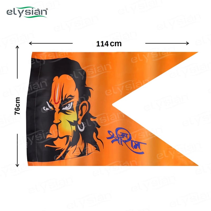 Elysian Hanumanji Printed Flag Jai Shree Ram Printed Size 76 cm x 114 cm / 30 x 45 Inch 5Pcs Flag Pataka Dhwaj Dhwaja Jhanda Big Size Indoor and Outdoor - Image 4