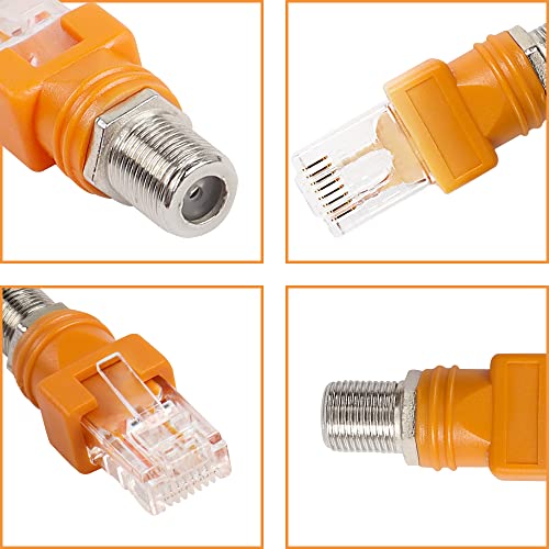 MEIRIYFA RF to RJ45 Converter, Coaxial to Ethernet Adapter F Female to RJ45 Male Barrel Coax Couplers Straight Connector for Line Tester (4PCS) - Image 2
