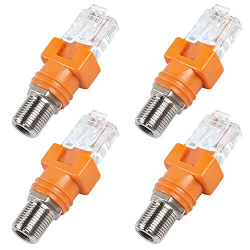 MEIRIYFA RF to RJ45 Converter, Coaxial to Ethernet Adapter F Female to RJ45 Male Barrel Coax Couplers Straight Connector for Line Tester (4PCS) - Image 1