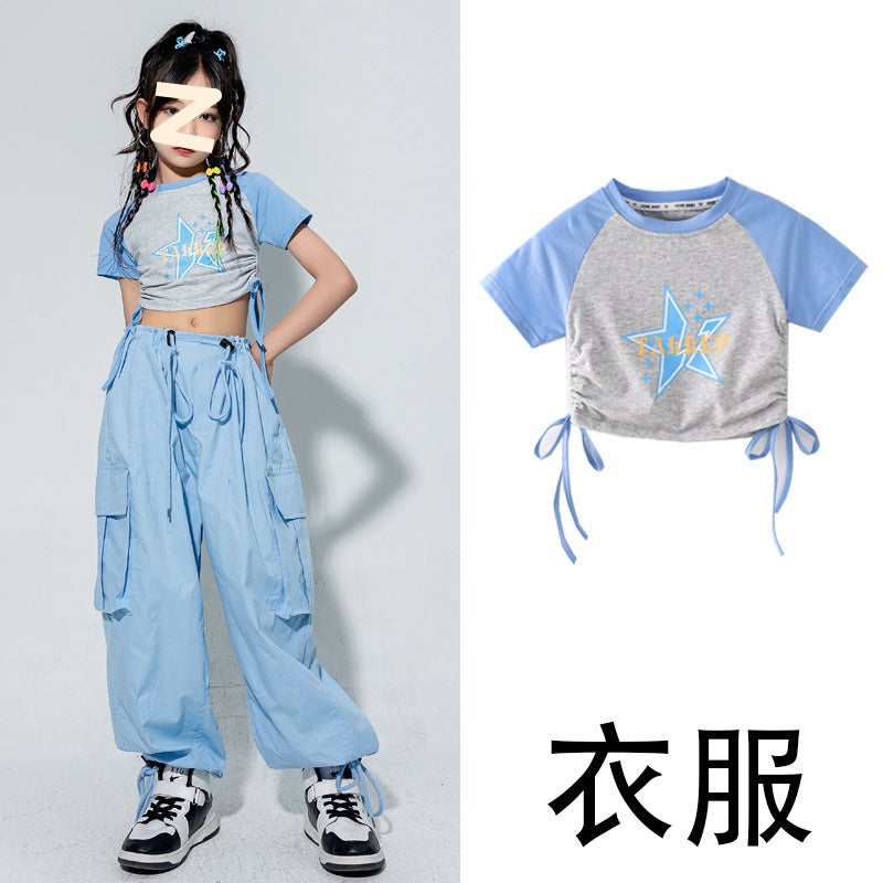 Girls Summer Dress Street Dance Sough and Handsome suit 2024 New Childrens Dopamine Show Jazz Dance Dress 2004 tops 