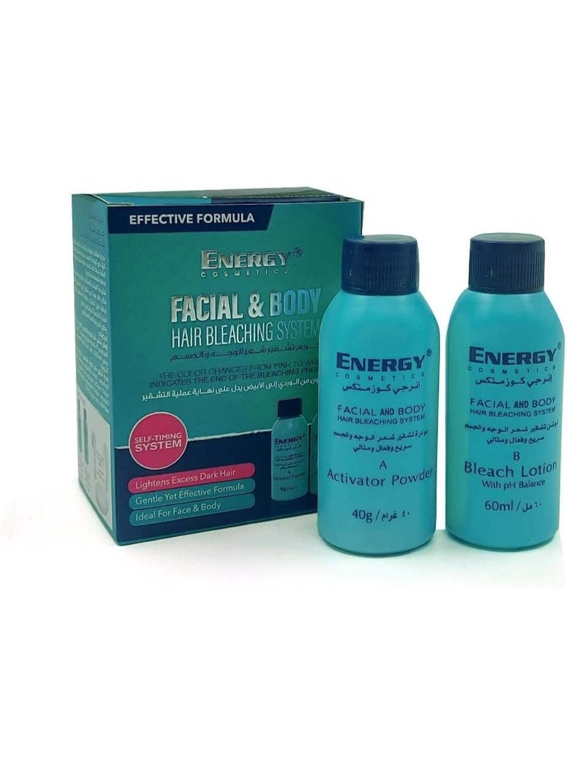 ENERGY COSMETICS FACIAL & BODY HAIR BLEACHING SYSTEM 60 ML+40ML - Image 1
