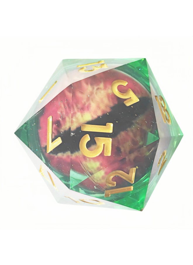 33mm -- 55mm Dice DND Table Tour Dungeons And Dragons COC Running Group TRPG Surudeo D20 Dice-Specifications:55mmD20 Green Floating Silk Silver Font