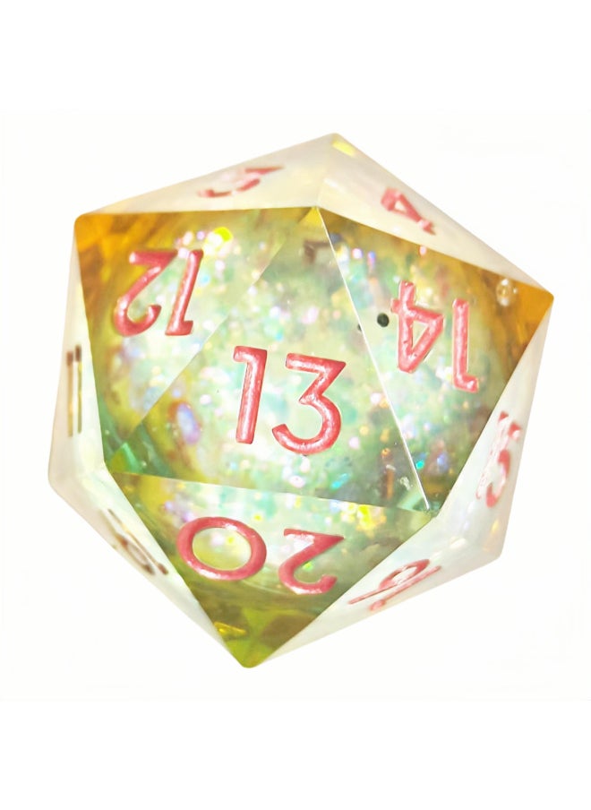 33mm -- 55mm Dice DND Table Tour Dungeons And Dragons COC Running Group TRPG Surudeo D20 Dice-Specifications:55mmD20 Green Floating Silk Silver Font