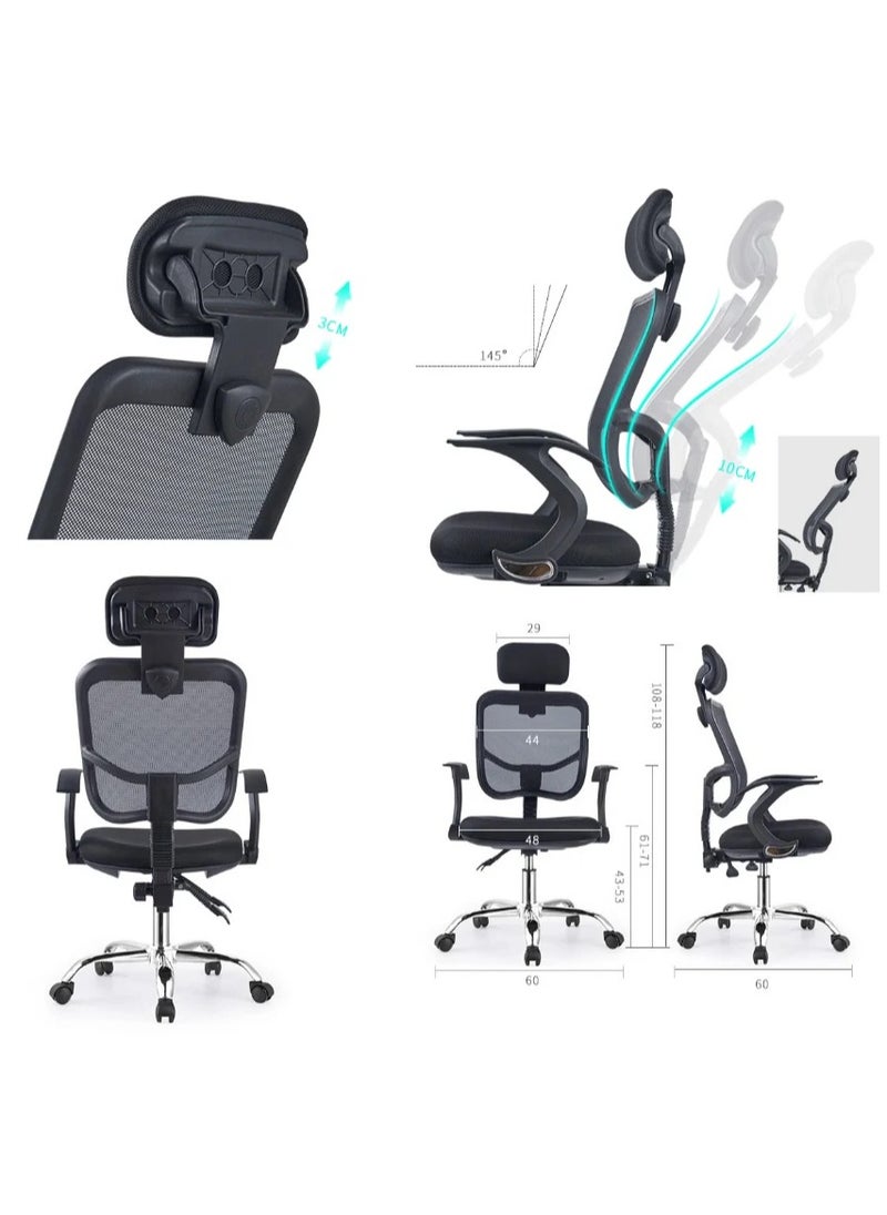 Office Computer Chair Mesh Back, Adjustable Height, Arm Rest, Head rest (Assembled prior to shipping)