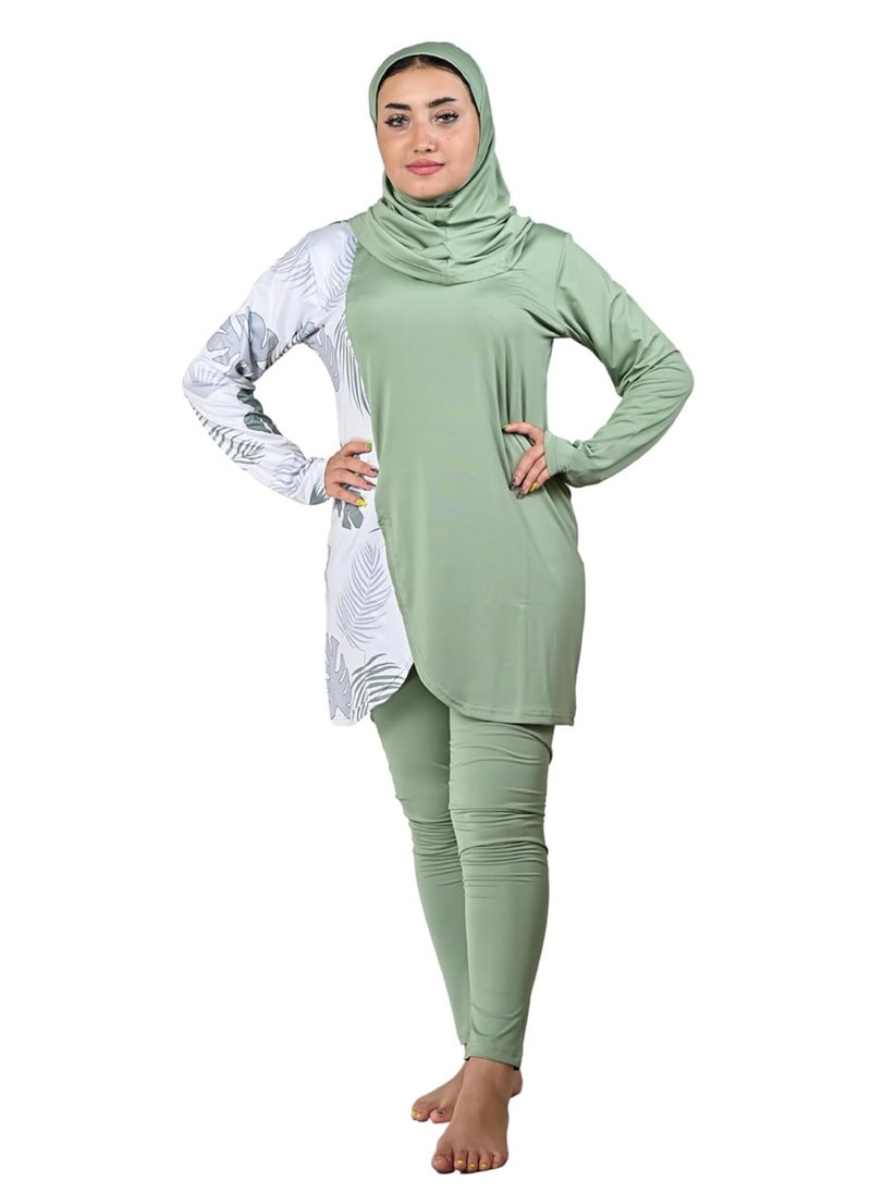 Burkini Swimsuits for Women. Modest Muslim Swimsuit Islamic. Long Sleeve Burkini with Full Cover Hijab and long Pants. Bathing Suit with Tropical leaves print. - pzsku/Z67926C39F5608387E00DZ/45/_/1709407113/4362d63f-899a-4748-87b6-ccc33ded2d3f