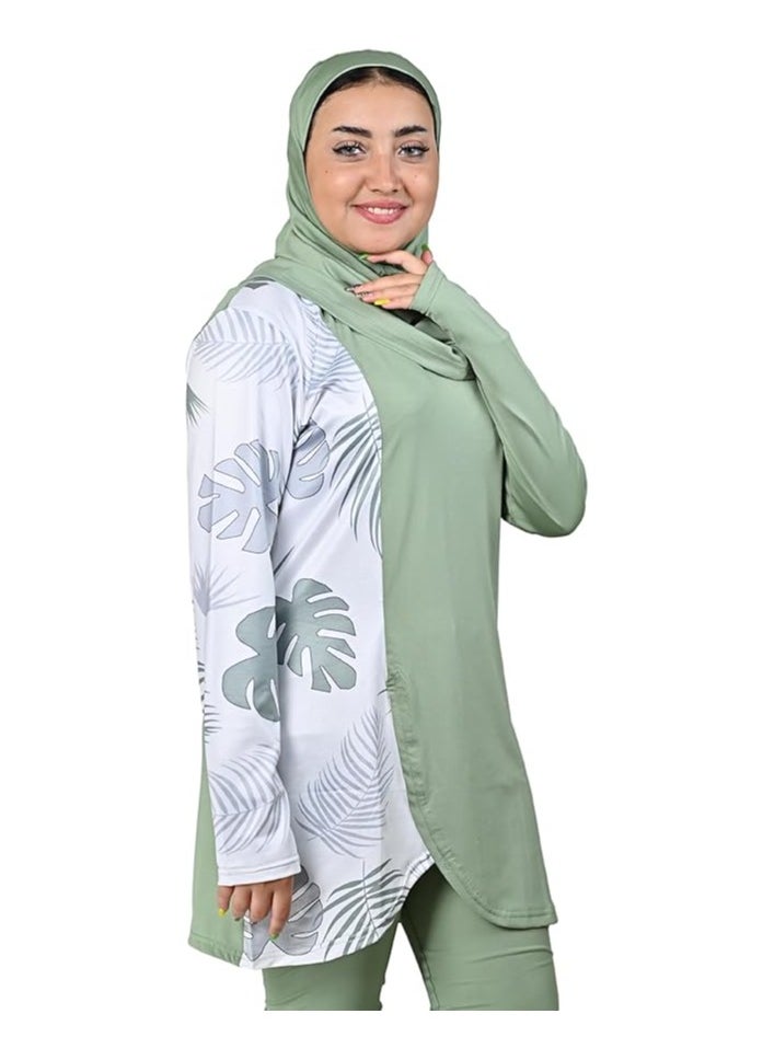 Burkini Swimsuits for Women. Modest Muslim Swimsuit Islamic. Long Sleeve Burkini with Full Cover Hijab and long Pants. Bathing Suit with Tropical leaves print. - pzsku/Z67926C39F5608387E00DZ/45/_/1709407113/ef879355-ae5a-4aad-a18e-cdf2d194a0cf