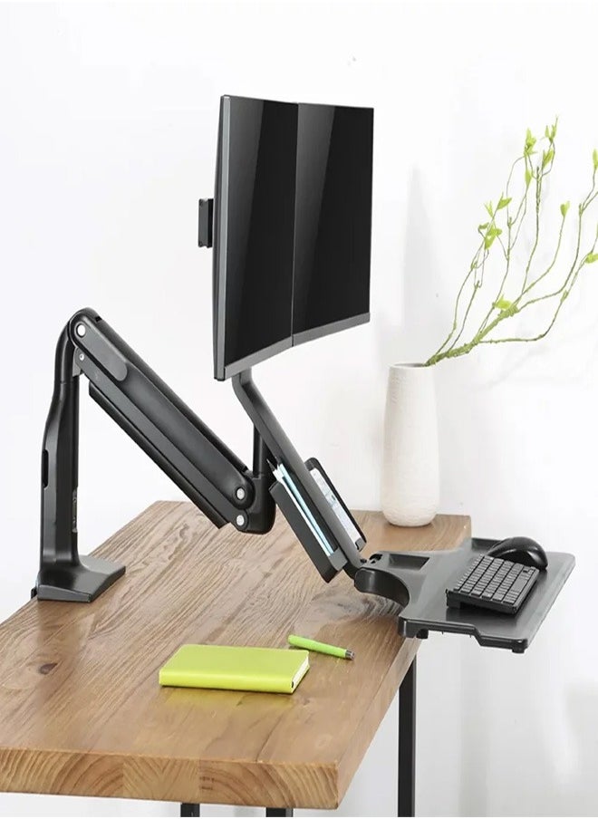 Skill Tech SHS21 C02 Gas Spring Floating Sit-Stand Converter Ergonomic Mount for 17"-27" Screens, VESA 100x100, 6kg Load Capacity – Black  - Image 3