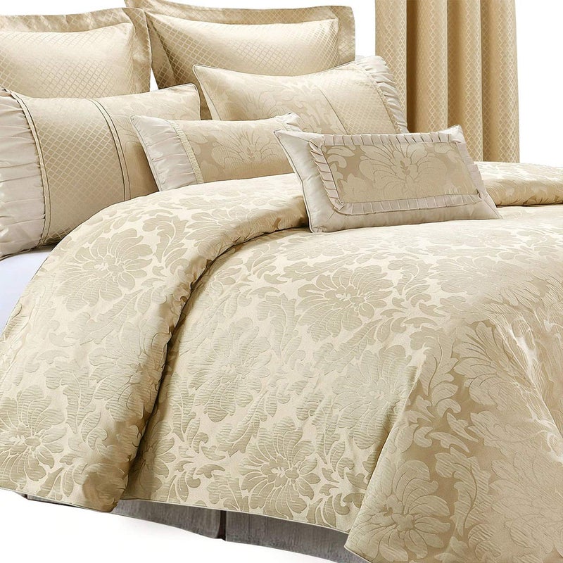 sheetsnthings Wholesale Beddings 7pc Duvet Cover Set (Sara Jacquard Cotton Blend) King-California King, Multi-Tone of Beige - Image 3