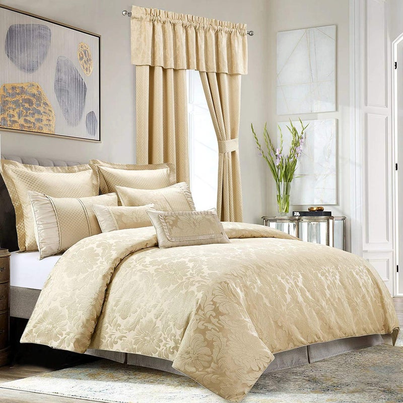 sheetsnthings Wholesale Beddings 7pc Duvet Cover Set (Sara Jacquard Cotton Blend) King-California King, Multi-Tone of Beige - Image 4