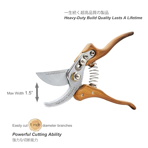 TONMA JP TONMA Bypass Pruning Shears Made in Japan 8 inches Professional Garden Shears Japanese Secateurs Hand Pruner Hedge Clippers Aluminum Alloy Handle - Image 3