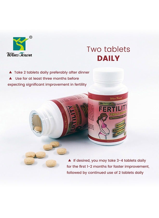 Wins Town Fertility Tablet for Women with Prenatal Vitamins, Female Fertility Supplement Support Conception and Hormone Balance, 60 Tablets  - Image 2