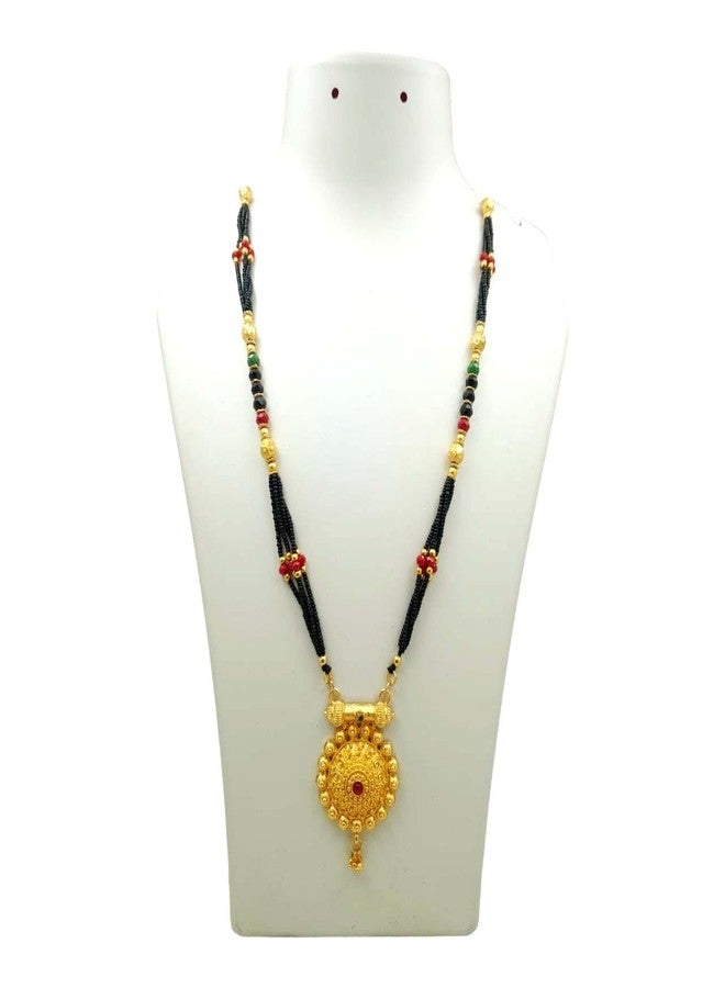 Swaroop Designer Mangalsutra For Women Stylish New Gold Plated Mangalsutra Long Size Heavy Design Long Black Bead Chain 125 - Image 2